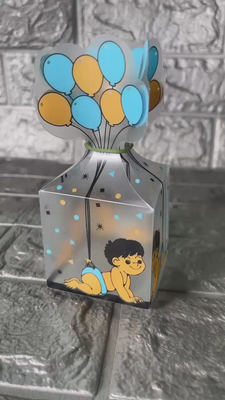 Baby Boy Balloon Bash Gift Boxes | PVC Chocolate Box | Gift Box | Goodie Box | MITA O190A01 | Small | Pack of 10