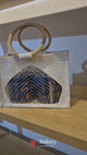 22x10.5x15 cm Beige & Cream Jute Gift Bag with Transparent Window & Round Handles Pack Of 1