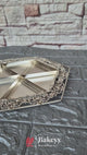 10 inch| Luxurious Hexagonal Metal Serving Tray with Elegant Floral Design | Luxurious Silver-Plated Metal Dry Fruit Tray