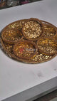 Luxurious Gold-Plated Metal Dry Fruit Round Tray With 5 Decorative Bowls