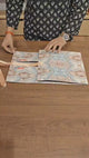 10x8x4 Inch | Peach & Aqua Marble Print Collapsible Gift Box with Ribbon | Pack of 1