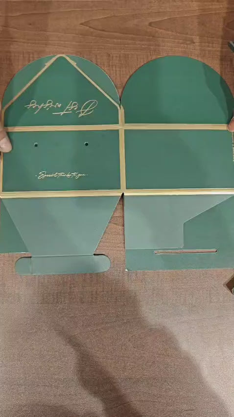 Luxury Dark Green Foldable Gift Box with Leather Handles | Pack of 10