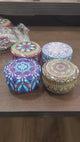 Mini Printed Matka | Random Design Round Decorative Boxes| Candle Tin Box| Pack of 12
