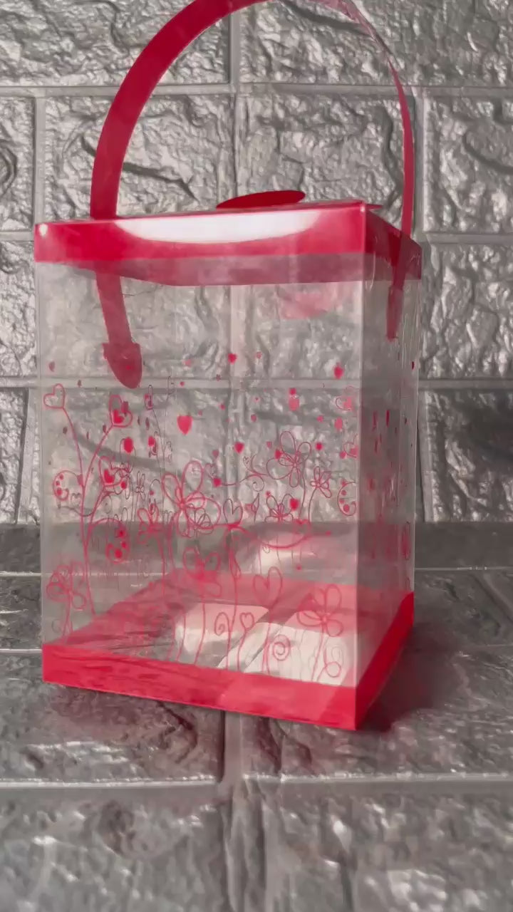 Red Heart Blossom Gift Boxes| Pvc Goodie Box | Gift Box | Goodie Box | Pack of 10