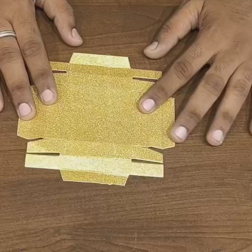 Glitter Gold Gift Box with Ribbon | Elegant Paper Favor Box for Chocolates & Goodies | Pack of 10