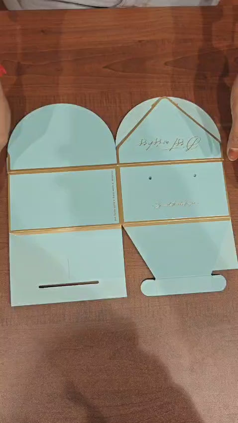 Pastel Blue Foldable Gift Box with Leather Handles | Pack of 10