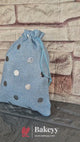 Sky Blue With Silver Dots Premium Colour Jute Potli Bags | Pack Of 10