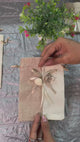 9x13cm| Natural & Cream Jute Potli Bag with Floral Accent | Traditional Potli Bag | Wedding Favor Bag | Jewelry Pouch | Floral Accent Gift Bag | Pack of 10