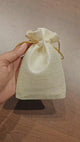 Foam Synthetic Jute Drawstring Gift Pouch with Golden Strings