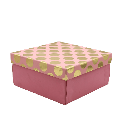 Printed Pink and Gold Hamper Gift Box | 7x7x4 Inch - Bakeyy.com - India - Printed Pink and Gold Hamper Gift Box | 7x7x4 Inch - Default Title