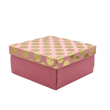 Printed Pink and Gold Hamper Gift Box | 7x7x4 Inch - Bakeyy.com - India - Printed Pink and Gold Hamper Gift Box | 7x7x4 Inch - Default Title