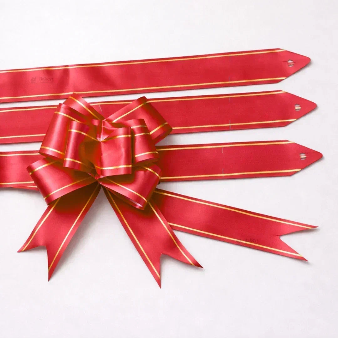 18 cm Pull Up Gift Ribbon Bow | Easy Self-Tie Decorative Ribbon for Gift Wrapping & Hampers | Multiple Colours Available | Pack of 10 - Bakeyy.com - India - 18 cm Pull Up Gift Ribbon Bow | Easy Self-Tie Decorative Ribbon for Gift Wrapping & Hampers | Multiple Colours Available | Pack of 10 - Red 12.00
