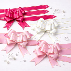 18 cm Pull Up Gift Ribbon Bow | Easy Self-Tie Decorative Ribbon for Gift Wrapping & Hampers | Multiple Colours Available | Pack of 10 - Bakeyy.com - India - 18 cm Pull Up Gift Ribbon Bow | Easy Self-Tie Decorative Ribbon for Gift Wrapping & Hampers | Multiple Colours Available | Pack of 10 - Light Pink 12.00