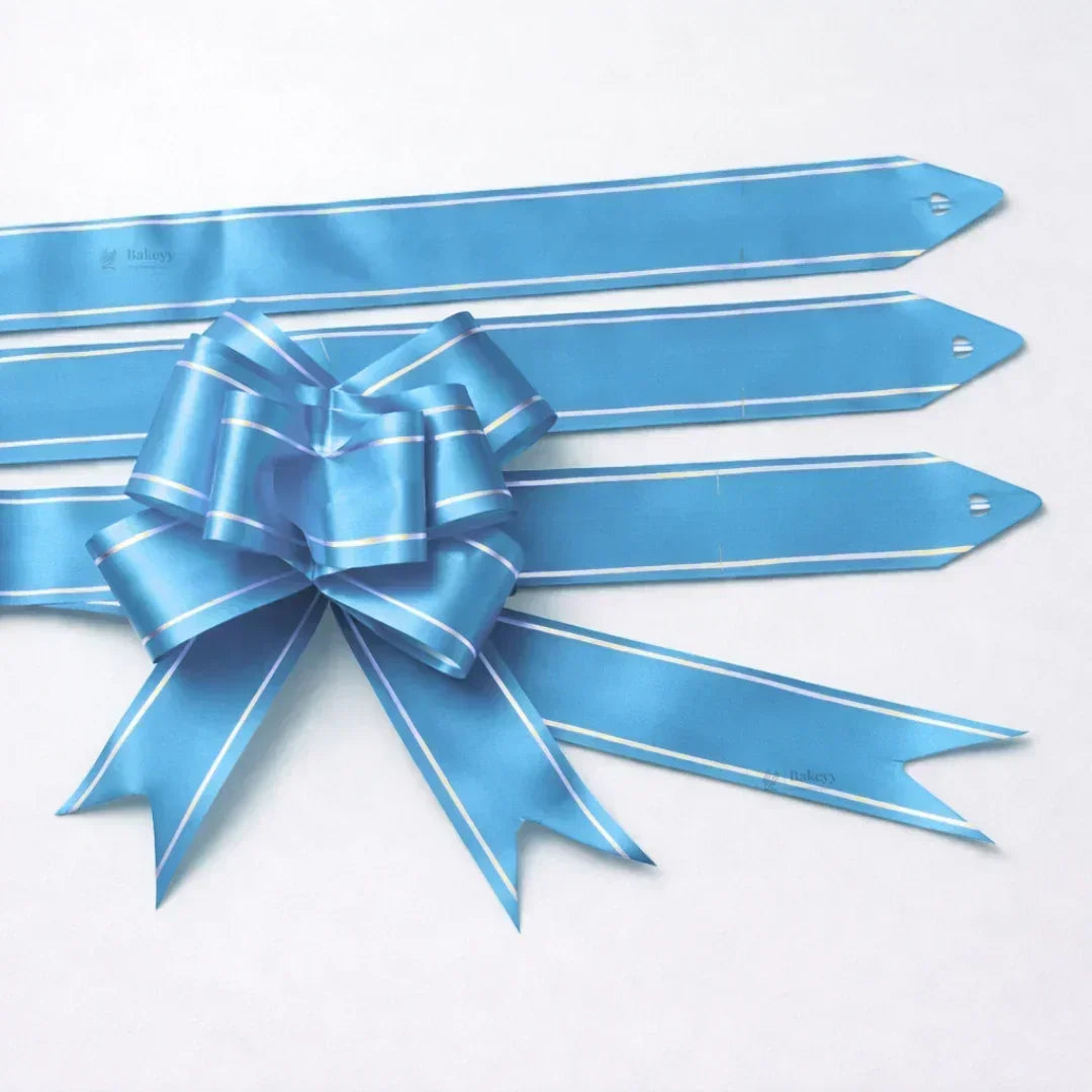18 cm Pull Up Gift Ribbon Bow | Easy Self-Tie Decorative Ribbon for Gift Wrapping & Hampers | Multiple Colours Available | Pack of 10 - Bakeyy.com - India - 18 cm Pull Up Gift Ribbon Bow | Easy Self-Tie Decorative Ribbon for Gift Wrapping & Hampers | Multiple Colours Available | Pack of 10 - Sky Blue 12.00