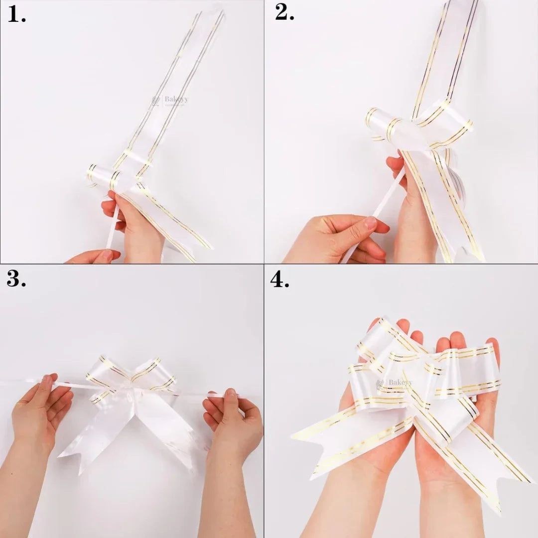 65 cm Pull Up Gift Ribbon Bow | Easy Self-Tie Decorative Ribbon for Gift Wrapping & Hampers | Multiple Colours Available | Pack of 10