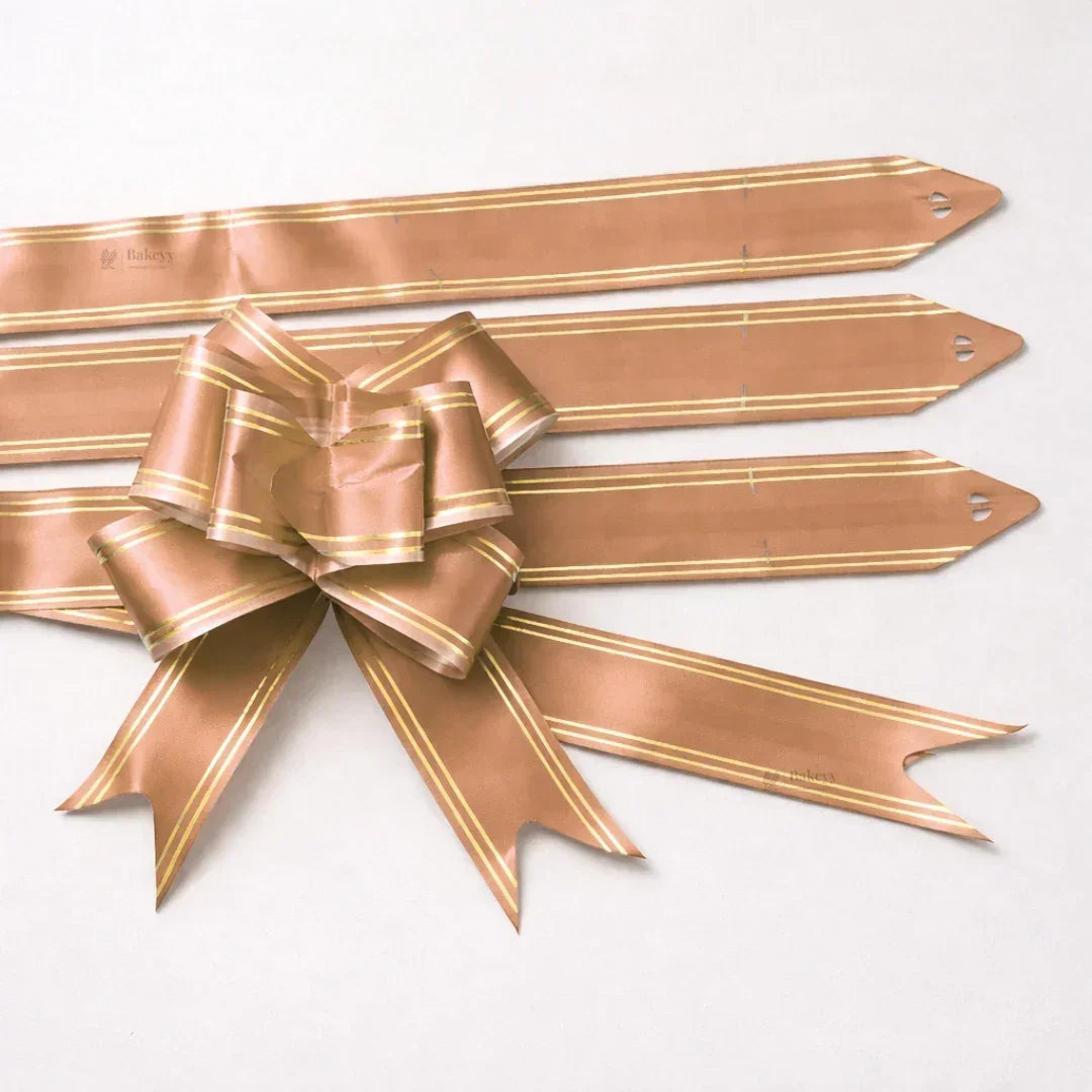 40 cm Pull Up Gift Ribbon Bow | Easy Self-Tie Decorative Ribbon for Gift Wrapping & Hampers | Multiple Colours Available | Pack of 10 - Bakeyy.com - India - 40 cm Pull Up Gift Ribbon Bow | Easy Self-Tie Decorative Ribbon for Gift Wrapping & Hampers | Multiple Colours Available | Pack of 10 - Peach 30.00