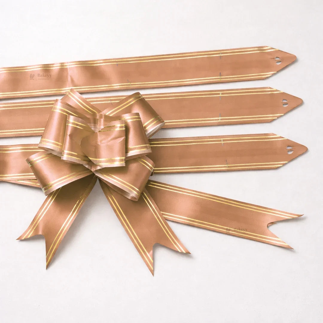 40 cm Pull Up Gift Ribbon Bow | Easy Self-Tie Decorative Ribbon for Gift Wrapping & Hampers | Multiple Colours Available | Pack of 10 - Bakeyy.com - India - 40 cm Pull Up Gift Ribbon Bow | Easy Self-Tie Decorative Ribbon for Gift Wrapping & Hampers | Multiple Colours Available | Pack of 10 - Peach 30.00