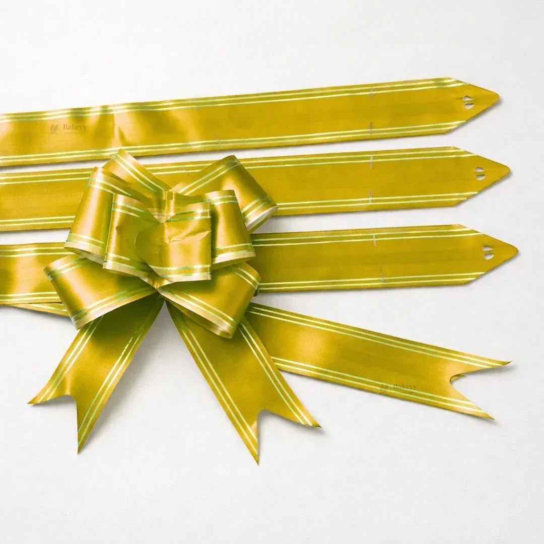 40 cm Pull Up Gift Ribbon Bow | Easy Self-Tie Decorative Ribbon for Gift Wrapping & Hampers | Multiple Colours Available | Pack of 10 - Bakeyy.com - India - 40 cm Pull Up Gift Ribbon Bow | Easy Self-Tie Decorative Ribbon for Gift Wrapping & Hampers | Multiple Colours Available | Pack of 10 - Yellow 30.00