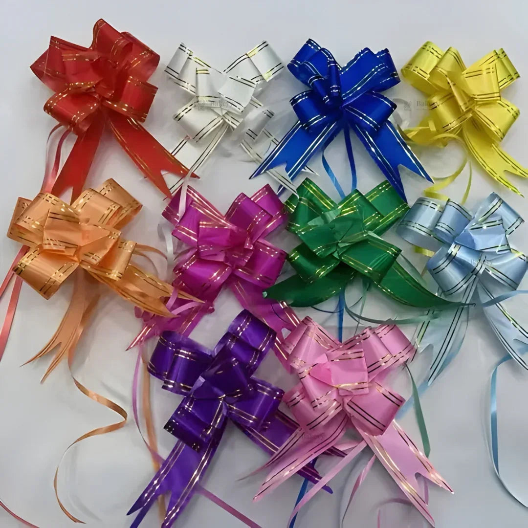 40 cm Pull Up Gift Ribbon Bow | Easy Self-Tie Decorative Ribbon for Gift Wrapping & Hampers | Multiple Colours Available | Pack of 10 - Bakeyy.com - India - 40 cm Pull Up Gift Ribbon Bow | Easy Self-Tie Decorative Ribbon for Gift Wrapping & Hampers | Multiple Colours Available | Pack of 10 - White 30.00