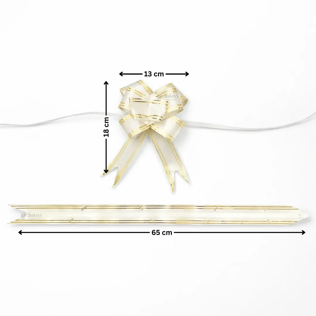 65 cm Printed Pattern Pull Up Gift Ribbon Bow | Easy Self-Tie Decorative Ribbon for Gift Wrapping & Hampers | Multiple Designs Available | Pack of 10