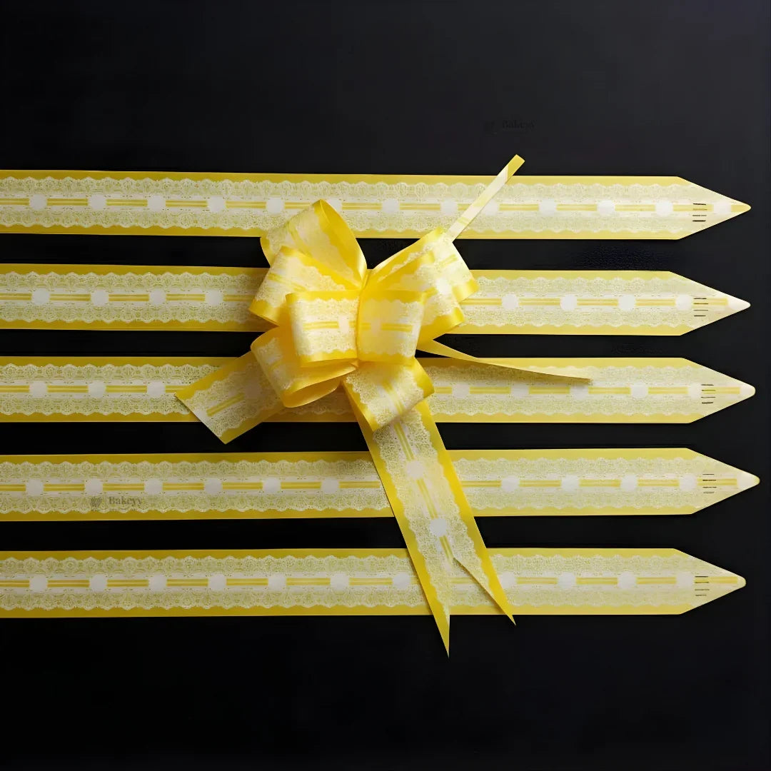 65 cm Printed Pattern Pull Up Gift Ribbon Bow | Easy Self-Tie Decorative Ribbon for Gift Wrapping & Hampers | Multiple Designs Available | Pack of 10