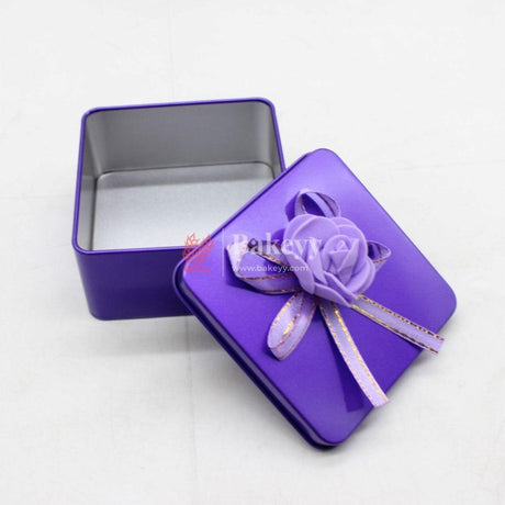 Purple Empty Decorative Tin Box | Pack of 12 | Gift Box | Chocolate Box | Sweet Box | Jewellery Box | Luxury Box - Bakeyy.com - India - Purple Empty Decorative Tin Box | Pack of 12 | Gift Box | Chocolate Box | Sweet Box | Jewellery Box | Luxury Box - Pack of 12