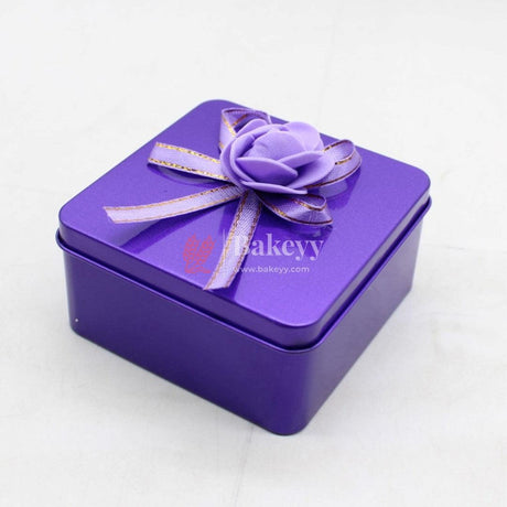 Purple Empty Decorative Tin Box | Pack of 12 | Gift Box | Chocolate Box | Sweet Box | Jewellery Box | Luxury Box - Bakeyy.com - India - Purple Empty Decorative Tin Box | Pack of 12 | Gift Box | Chocolate Box | Sweet Box | Jewellery Box | Luxury Box - Pack of 12