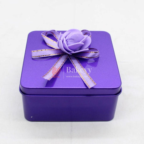 Purple Empty Decorative Tin Box | Pack of 12 | Gift Box | Chocolate Box | Sweet Box | Jewellery Box | Luxury Box - Bakeyy.com - India - Purple Empty Decorative Tin Box | Pack of 12 | Gift Box | Chocolate Box | Sweet Box | Jewellery Box | Luxury Box - Pack of 12