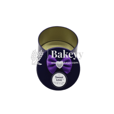 Purple Round Empty Decorative Tin Box | Gift Box | Chocolate Box | Sweet Box | Jewellery Box | Luxury Box - Bakeyy.com - India - Purple Round Empty Decorative Tin Box | Gift Box | Chocolate Box | Sweet Box | Jewellery Box | Luxury Box - Default Title