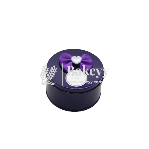 Purple Round Empty Decorative Tin Box | Gift Box | Chocolate Box | Sweet Box | Jewellery Box | Luxury Box - Bakeyy.com - India - Purple Round Empty Decorative Tin Box | Gift Box | Chocolate Box | Sweet Box | Jewellery Box | Luxury Box - Default Title