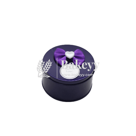 Purple Round Empty Decorative Tin Box | Gift Box | Chocolate Box | Sweet Box | Jewellery Box | Luxury Box - Bakeyy.com - India - Purple Round Empty Decorative Tin Box | Gift Box | Chocolate Box | Sweet Box | Jewellery Box | Luxury Box - Default Title