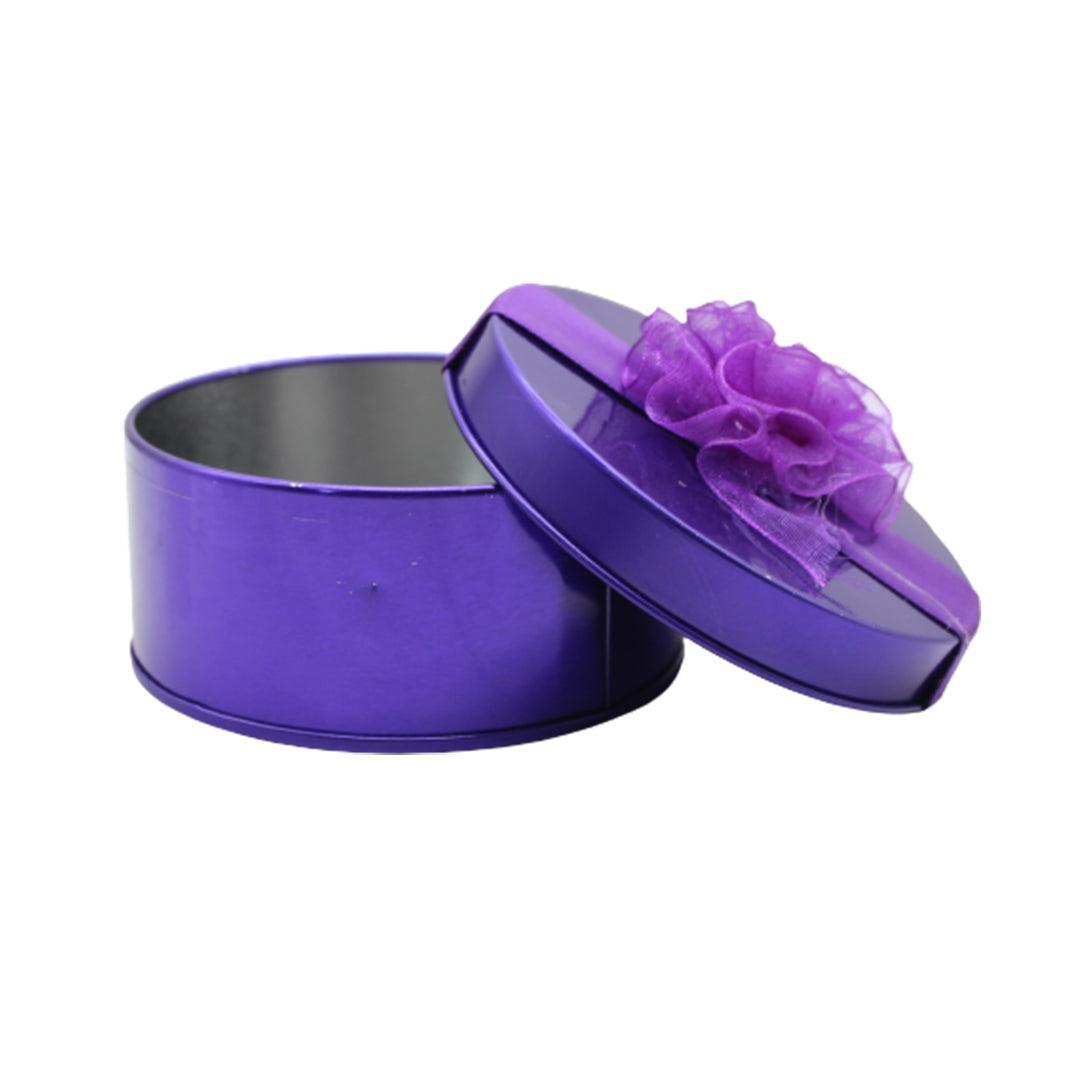 Purple Small Round Empty Decorative Tin Box | Gift Box | Chocolate Box | Sweet Box | Jewellery Box | Luxury Box - Bakeyy.com - India - Purple Small Round Empty Decorative Tin Box | Gift Box | Chocolate Box | Sweet Box | Jewellery Box | Luxury Box - Default Title