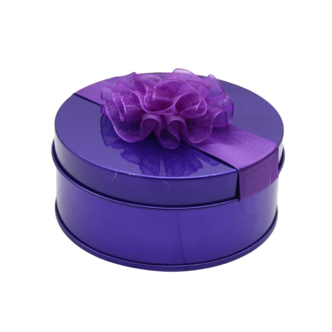 Purple Small Round Empty Decorative Tin Box | Gift Box | Chocolate Box | Sweet Box | Jewellery Box | Luxury Box - Bakeyy.com - India - Purple Small Round Empty Decorative Tin Box | Gift Box | Chocolate Box | Sweet Box | Jewellery Box | Luxury Box - Default Title