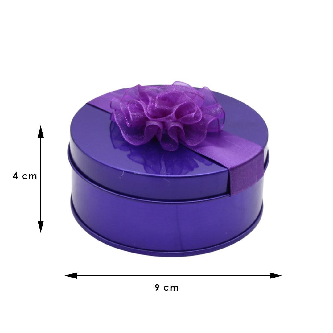 Purple Small Round Empty Decorative Tin Box | Gift Box | Chocolate Box | Sweet Box | Jewellery Box | Luxury Box - Bakeyy.com - India - Purple Small Round Empty Decorative Tin Box | Gift Box | Chocolate Box | Sweet Box | Jewellery Box | Luxury Box - Default Title