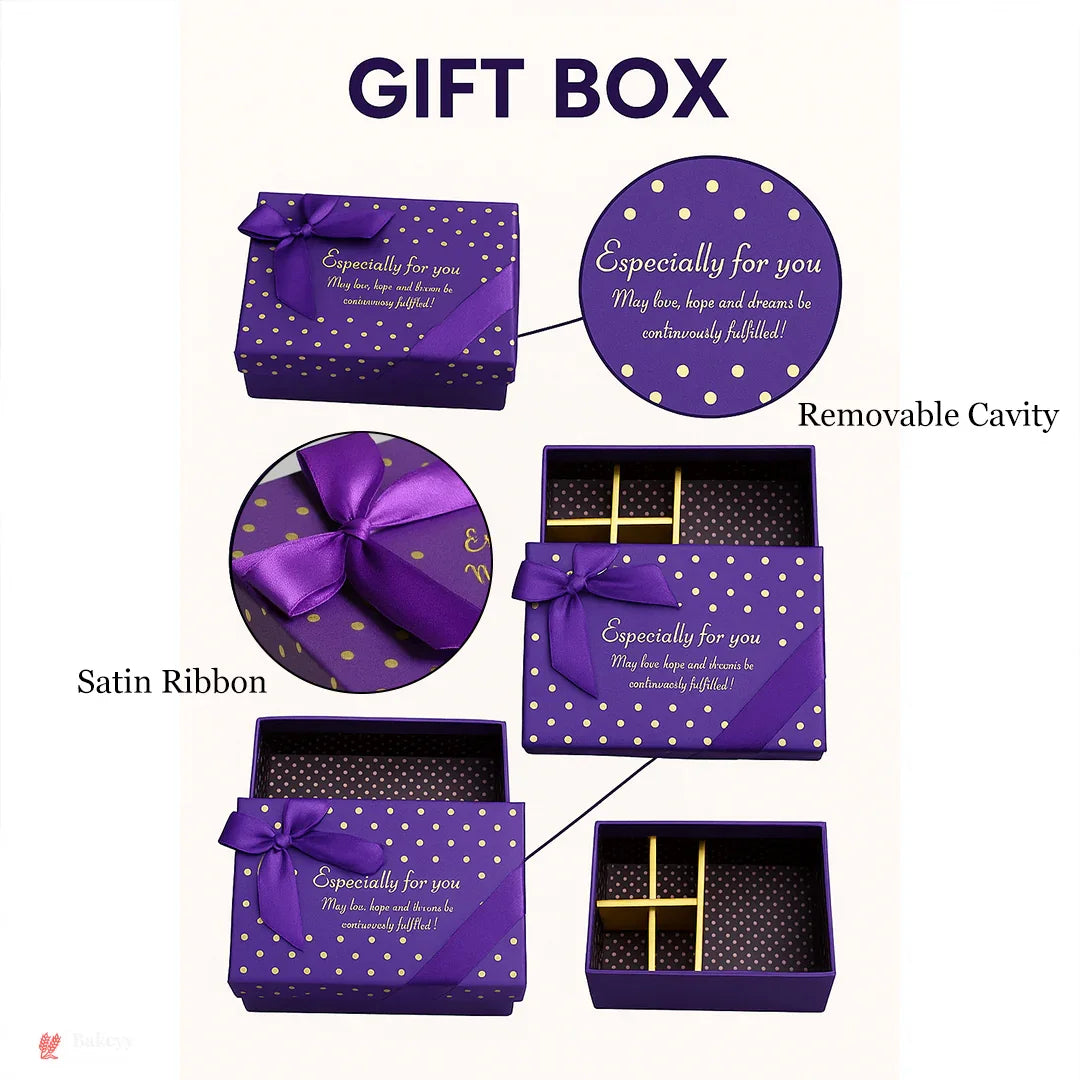 6 Cavity Hard Chocolate Box With Gift Option | Purple Colour