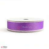 11651 |  9mtr Purple Net Ribbon with Double Pearl Edging – Decorative Roll for Bouquets, Gift Wrapping & Crafts