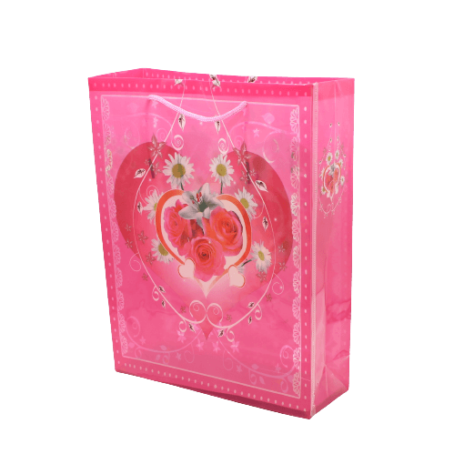 Pvc Bag Printed Heart &amp; Flower | Pack of 10 - Bakeyy.com
