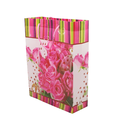 Pvc Bag Printed Rose Pink Flowers | Pack of 10 - Bakeyy.com