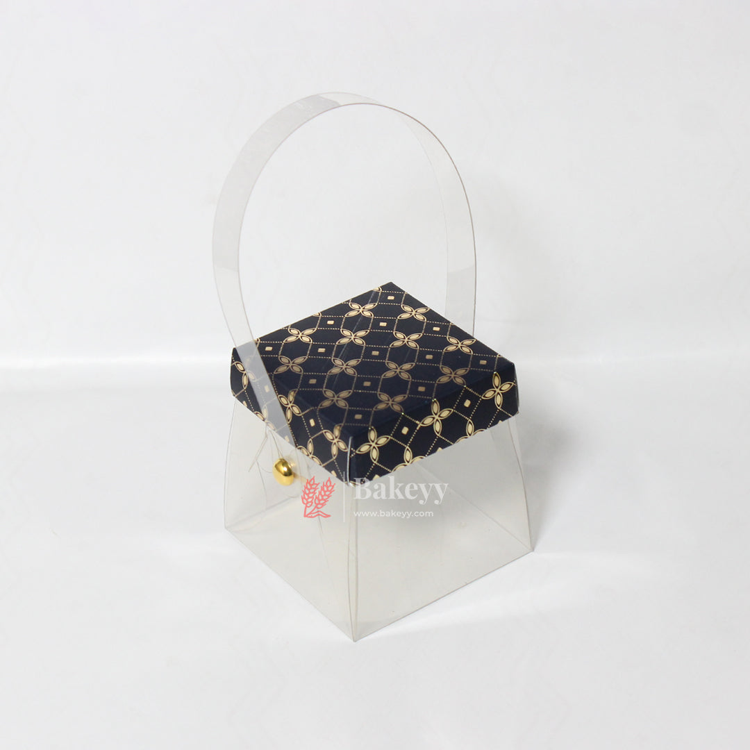 8x8x8 cm | PVC Goodie Box with Handle |  Elegant Design for Gifting and Packaging |  Pack of 10 |