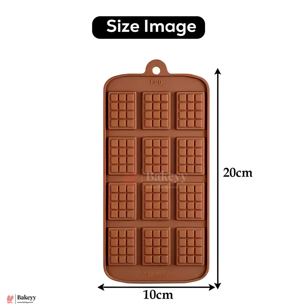 Silicone Chocolate Bar Mold – 12 Cavity Grid Design| 1 Piece
