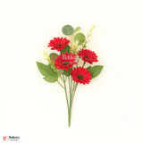 Artificial Gerbera Daisy Flower Bunch – 42cm | Red | Decorative Stick for Home & Events | Pack Of 1