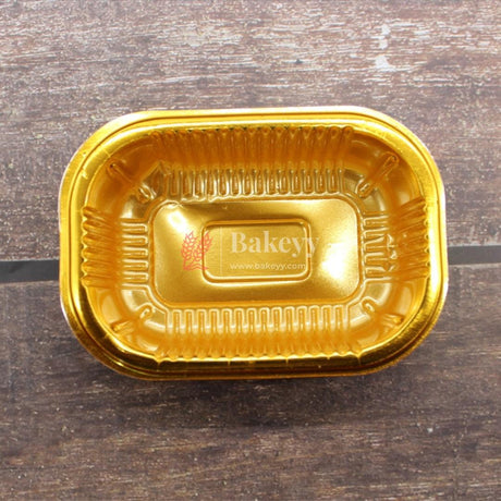 Chum Chum Rectangle Disposable Gold Plastic Foil Tray | Plastic Tray | Sweet Tray | Pack of 100 - Bakeyy.com - India - Chum Chum Rectangle Disposable Gold Plastic Foil Tray | Plastic Tray | Sweet Tray | Pack of 100 - Default Title