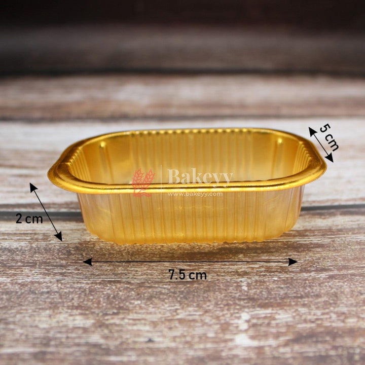 Rectangle Disposable Gold Plastic Foil Tray | Plastic Tray | Sweet Tray | Pack of 100 - Bakeyy.com