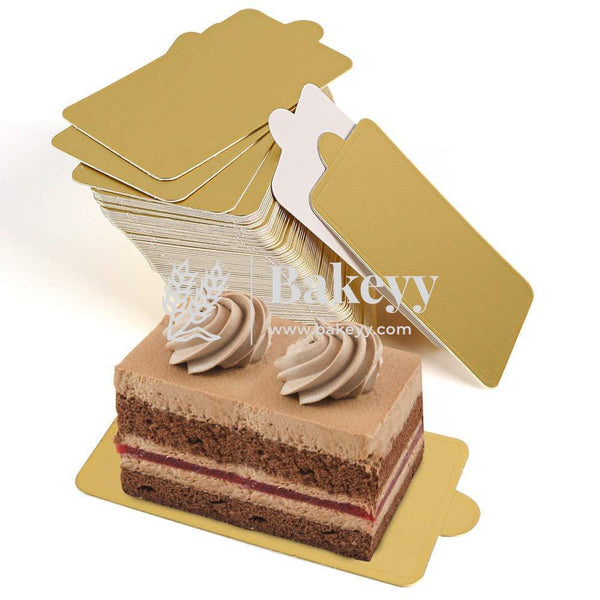 Rectangle Pastry Base Mousse Cake Boards Gold (24 pcs) - Bakeyy.com