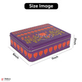 Premium Floral Printed Rectangle Tin Box | Purple With Floral Printed – 7x6x2 inch | Gift Box for Chocolates, Dry Fruits, Sweets| Pack Of 2