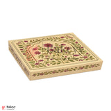 500 GM Sweet Box | 7.5x6x1.5 Inch | Elegant Floral Rectangle Gift Box with Golden Tray| Pink & Gold Accents 1 Piece