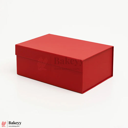 Premium Red Color Collapsible Magnetic Lid Gift Box | Pack of 1 - Bakeyy.com - India - Premium Red Color Collapsible Magnetic Lid Gift Box | Pack of 1 - 8x8x4 Inch