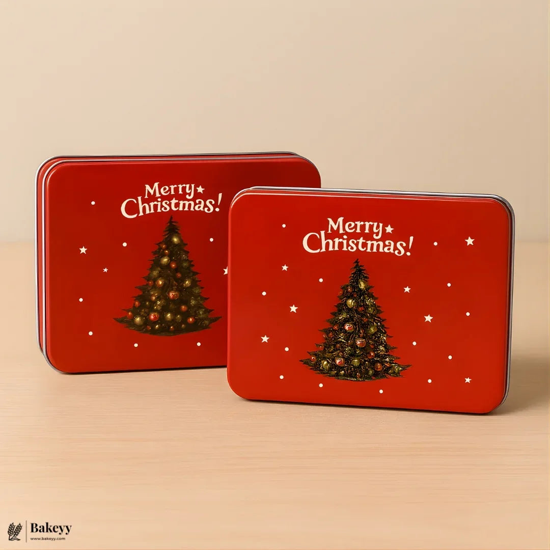 Rectangle Christmas Gift Storage Box | Christmas Cookie & Chocolate Tin Box | Pack of 6 - Bakeyy.com - India - Rectangle Christmas Gift Storage Box | Christmas Cookie & Chocolate Tin Box | Pack of 6 - 12x9x4 cm 330.00