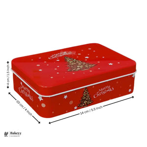 Rectangle Christmas Gift Storage Box | Christmas Cookie & Chocolate Tin Box | Pack of 6 - Bakeyy.com - India - Rectangle Christmas Gift Storage Box | Christmas Cookie & Chocolate Tin Box | Pack of 6 - 14x10x4 cm 420.00