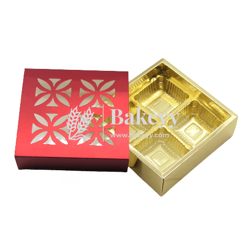 Red Chocolate Box For 4 | Gift Box | Multipurpose Box | pack of 10 - Bakeyy.com - India - Red Chocolate Box For 4 | Gift Box | Multipurpose Box | pack of 10 - Default Title